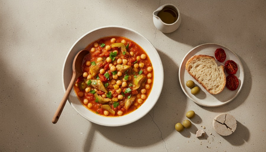 Hearty Chickpea and Artichoke Stew