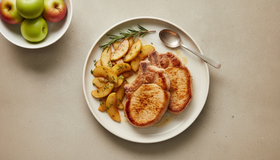 Pan-Seared Pork Chops with Apples