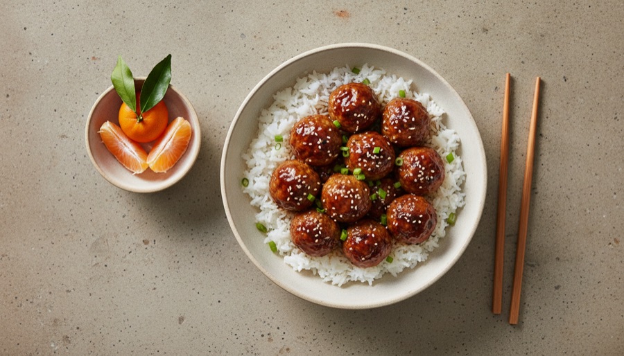 Teriyaki Meatballs with Rice
