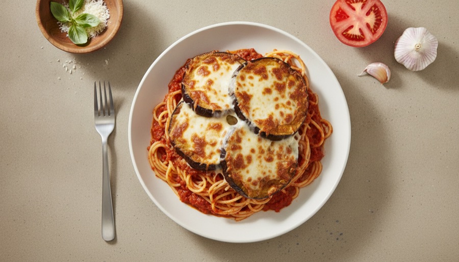 Eggplant Parmesan with Pasta