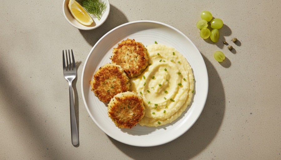 Salmon Croquettes with Cheese Grits