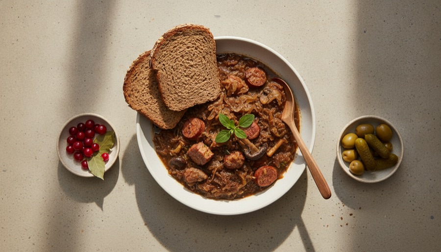 Bigos (Hunter's Stew) with Rye Bread