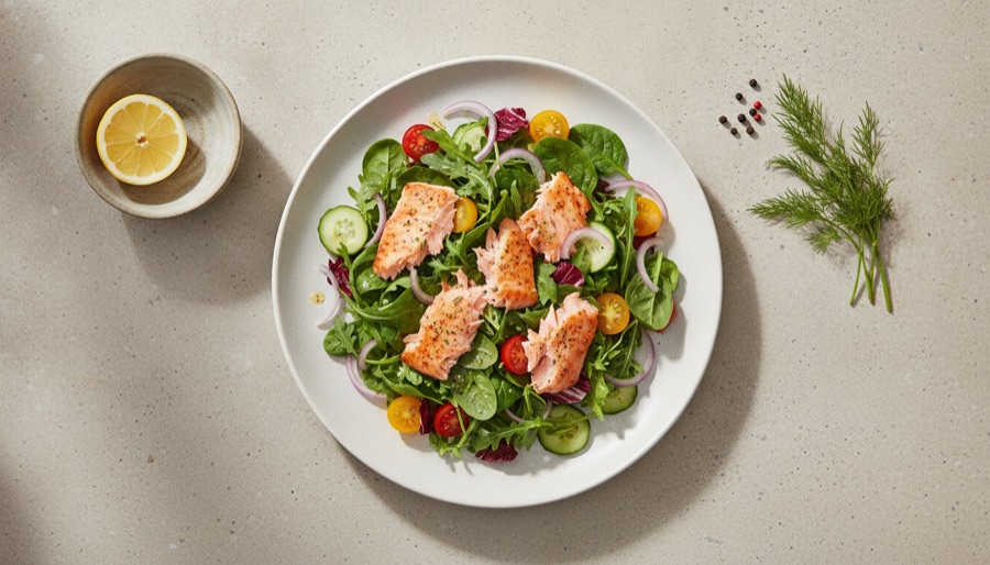 Salmon Salad with Mixed Greens