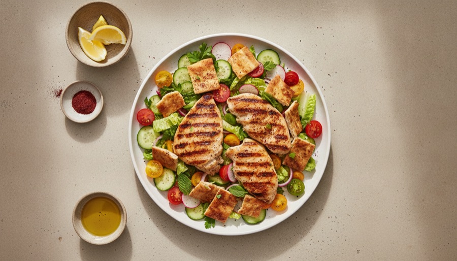 Fattoush Salad with Grilled Chicken