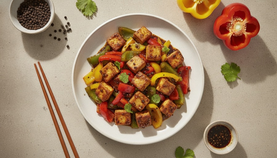 Black Pepper Tofu with Bell Peppers
