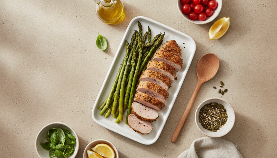 Sheet Pan Pork Tenderloin with Asparagus