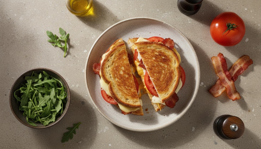 Gourmet Grilled Cheese with Bacon and Tomato