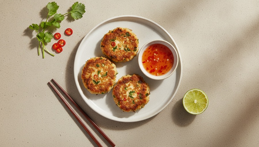 Thai Chicken Cakes with Sweet Chili Sauce