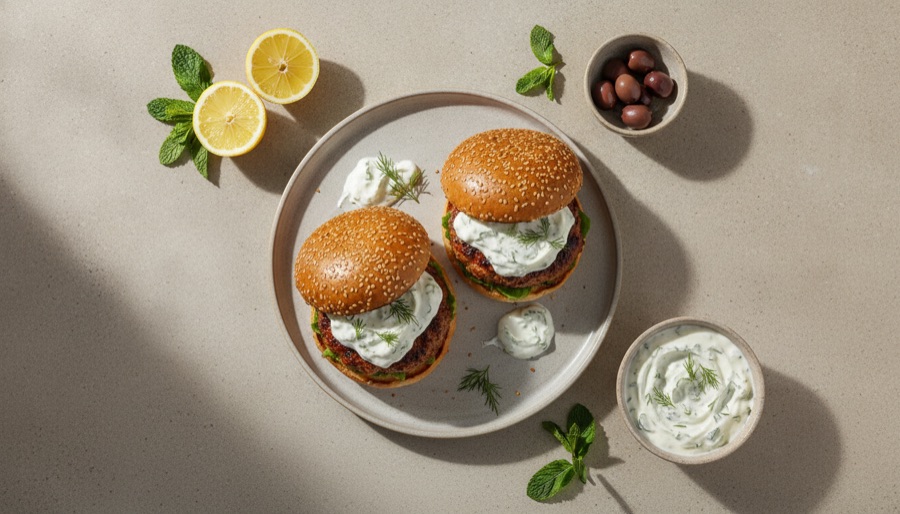 Lamb Tzatziki Burgers