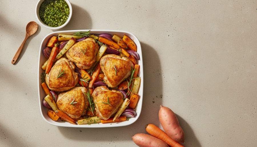 One-Pan Roasted Chicken and Root Vegetables