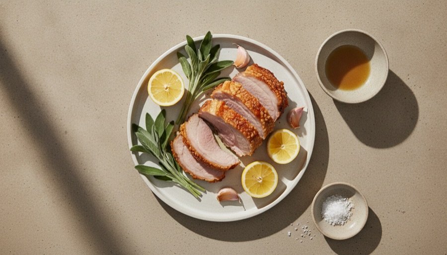 Slow-Roasted Ham with Lemon, Garlic & Sage