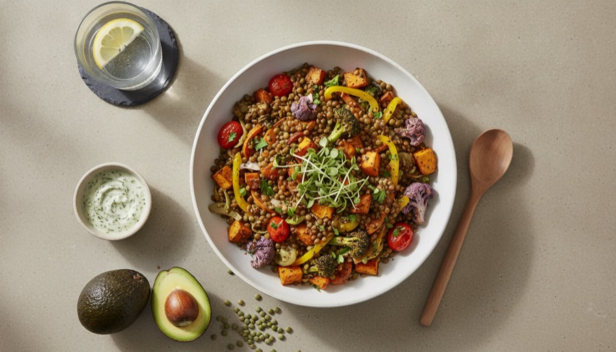 Lentil and Roasted Vegetable Bowl
