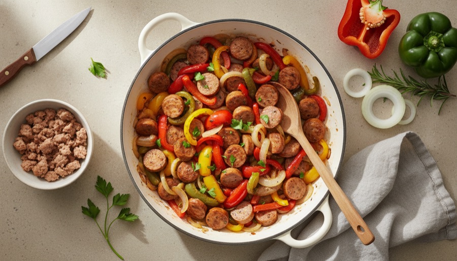 Turkey Sausage and Pepper Skillet