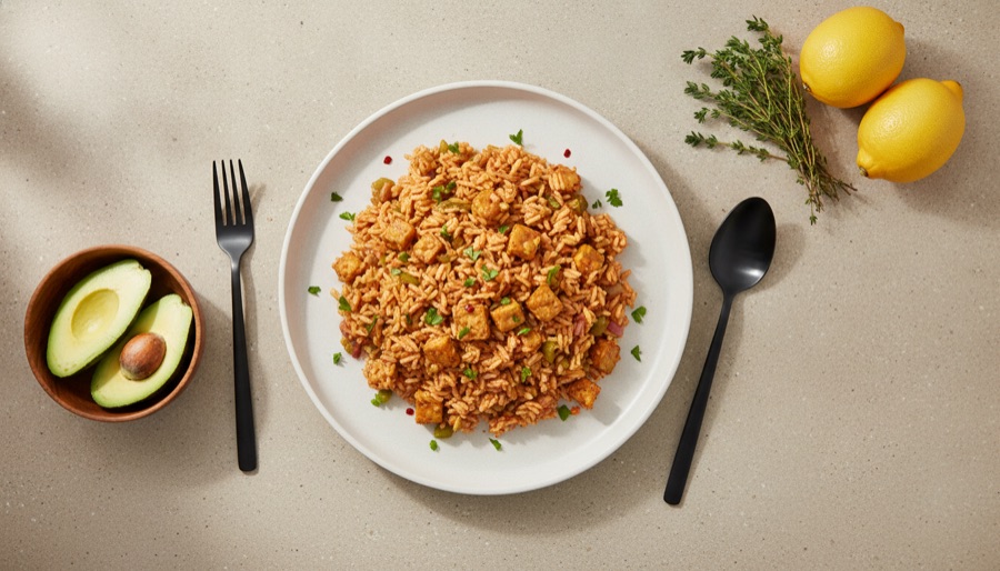 Cajun Tempeh and Rice