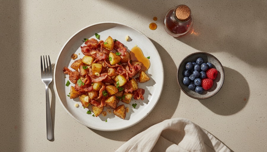 Breakfast Potatoes with Bacon and Maple