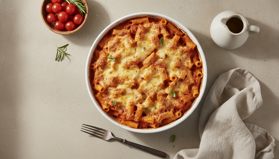 Three Cheese Baked Pasta
