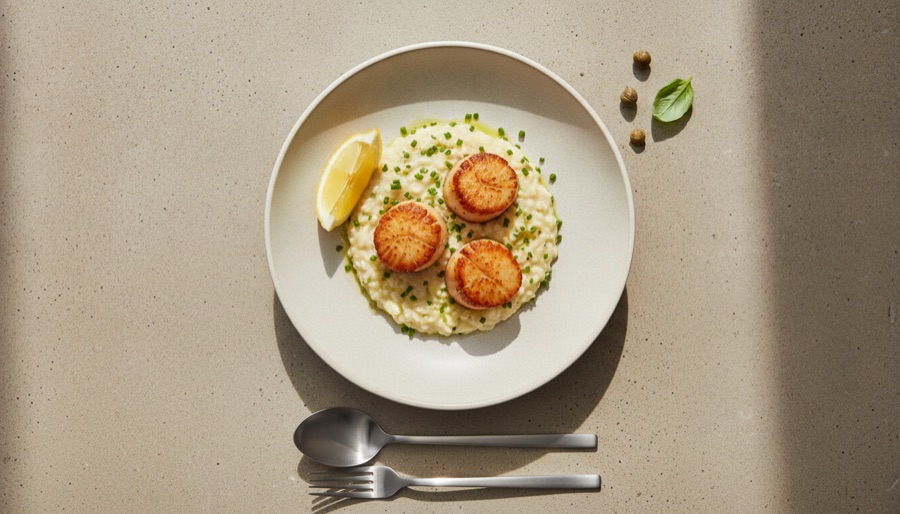 Pan-Seared Scallops with Risotto