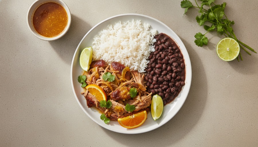 Mojo Pork with Rice and Beans