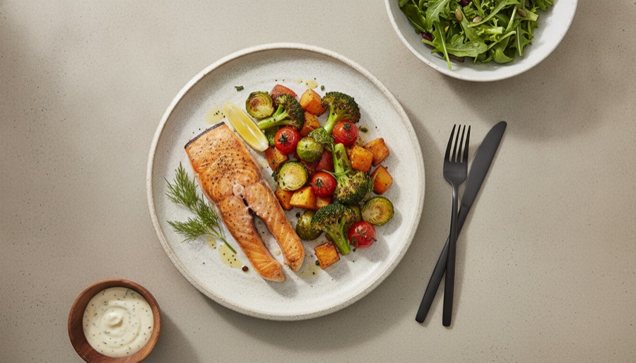 Pan-Seared Salmon with Roasted Vegetables