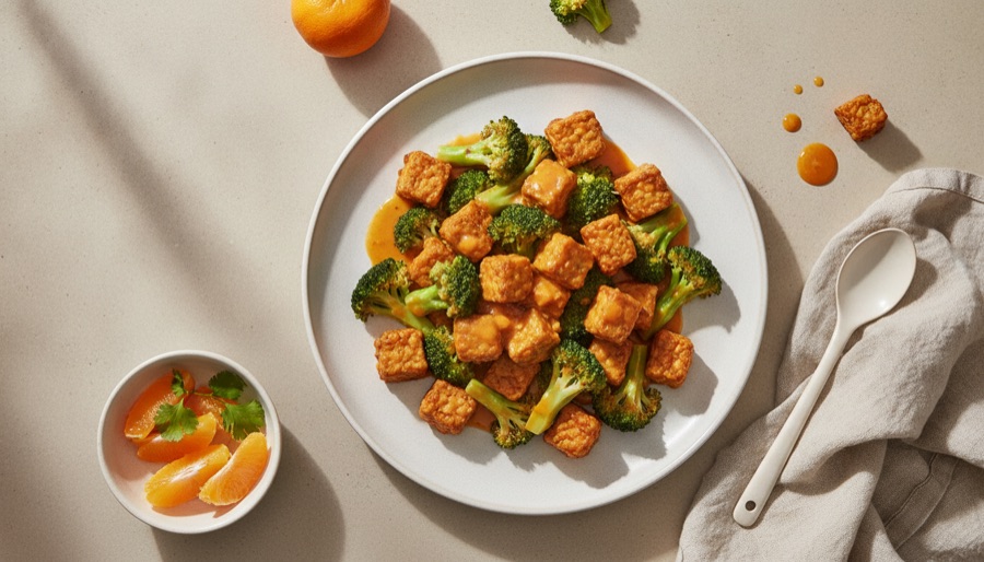 Tempeh and Broccoli with Orange Sauce