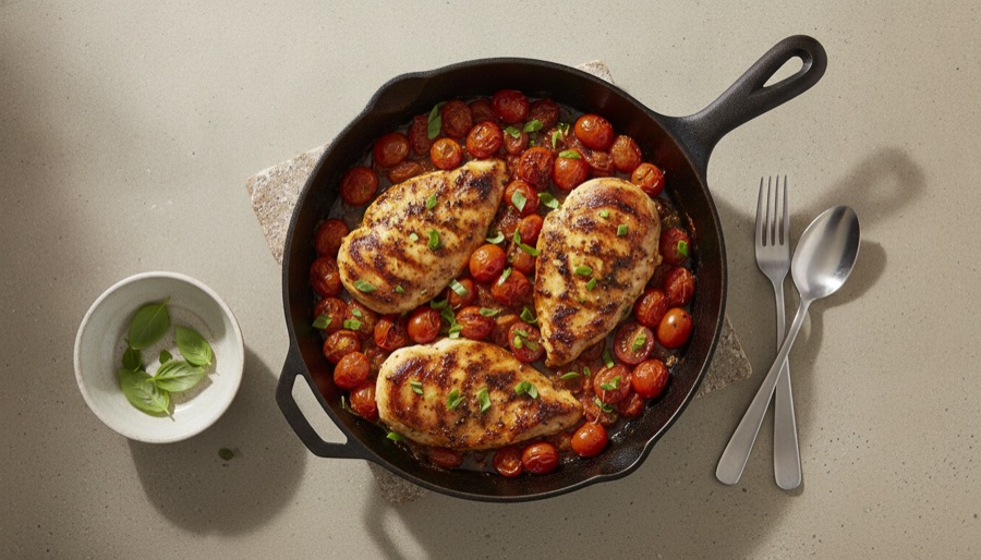 Skillet Balsamic Chicken with Tomatoes