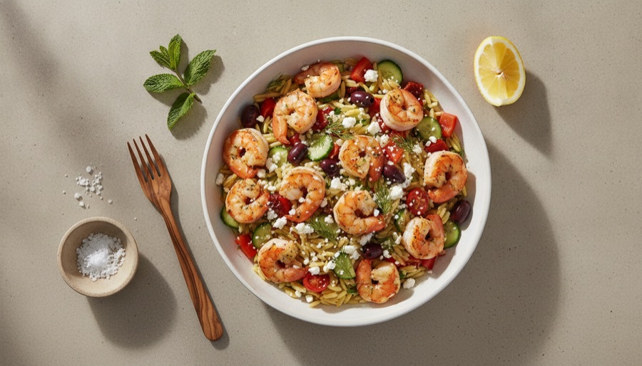Mediterranean Orzo with Shrimp
