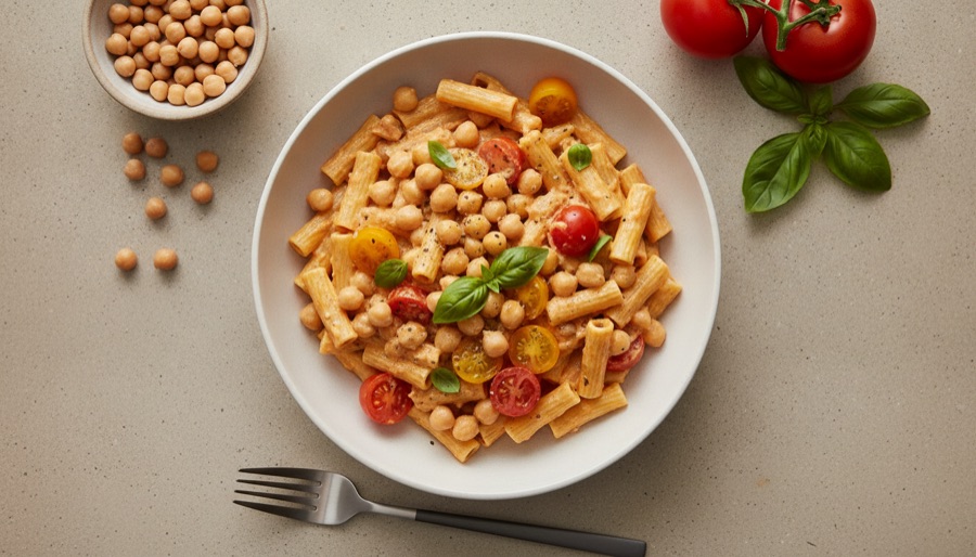 Creamy Chickpea and Tomato Pasta