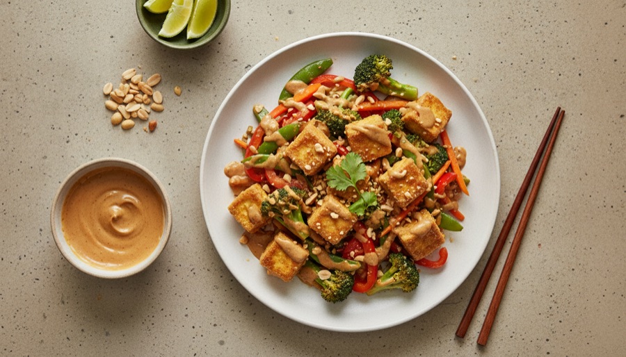 Tofu Stir-Fry with Peanut Sauce