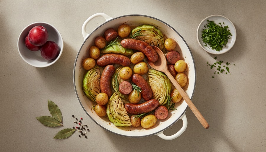 Kielbasa and Cabbage Skillet