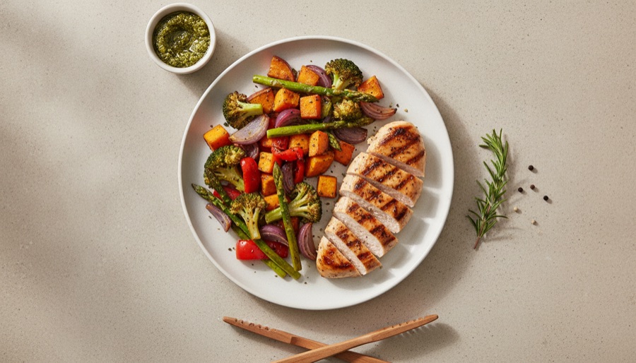 Grilled Chicken Breast with Roasted Vegetables