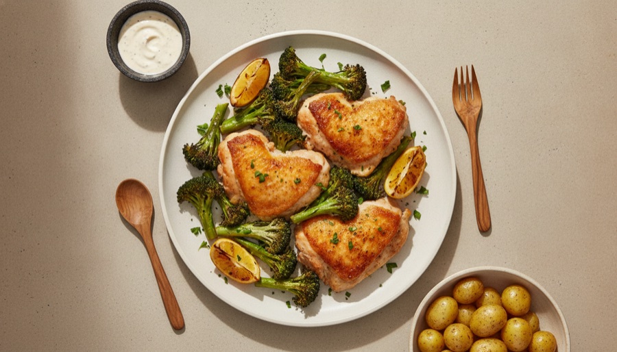 Sheet Pan Crispy Chicken and Broccoli