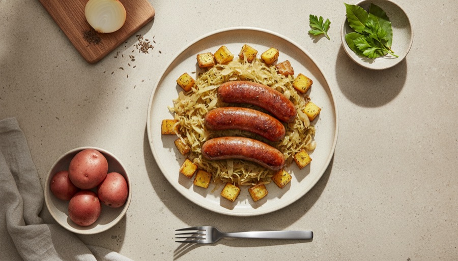 Sausage and Sauerkraut with Potatoes