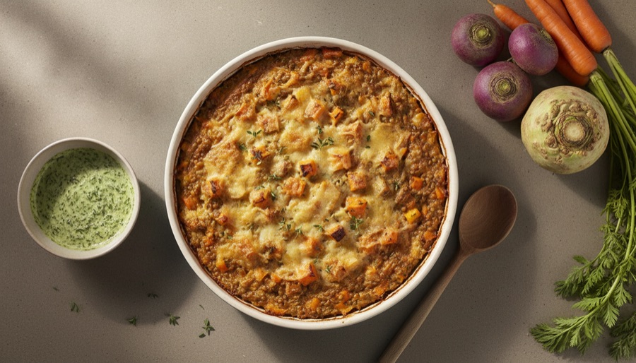 Lentil and Root Vegetable Gratin