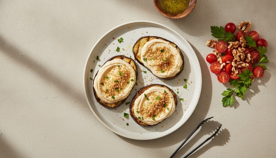 Eggplant & Hummus Grills