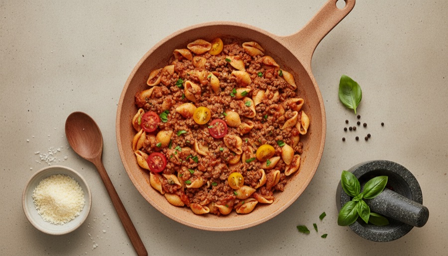 Ground Beef and Shells