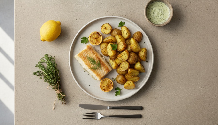 Baked Haddock with Roasted Potatoes