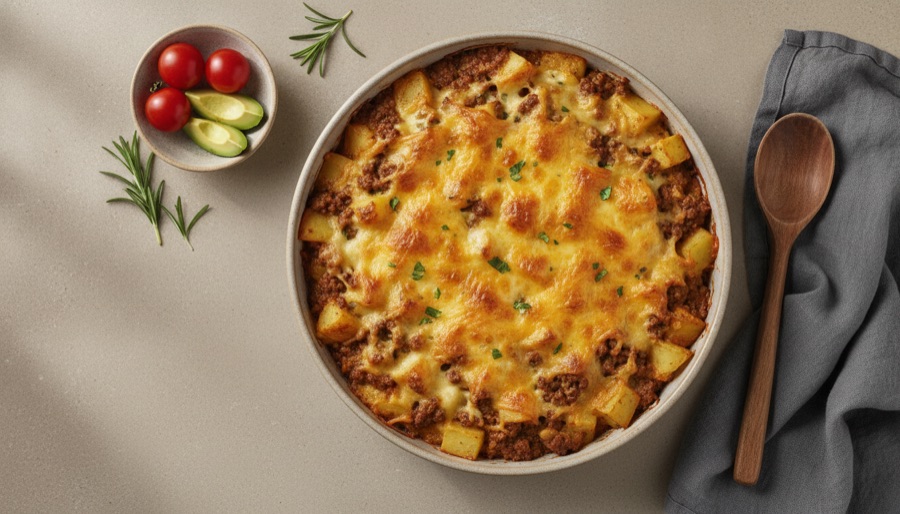 Cheesy Ground Beef and Potato Casserole