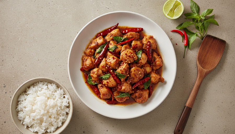 Stir-fried Chicken with Chilies & Basil