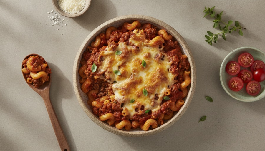 Cheesy Ground Beef and Pasta Bake