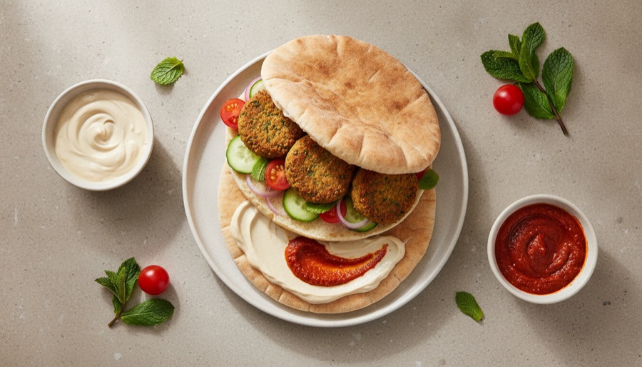Falafel Pita Sandwich with Tahini Sauce