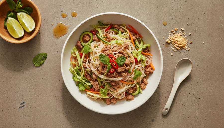 Thai Rice Noodle Salad with Pork