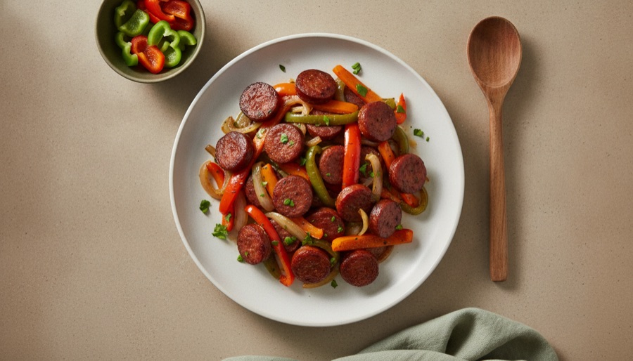 Andouille Sausage with Peppers and Onions