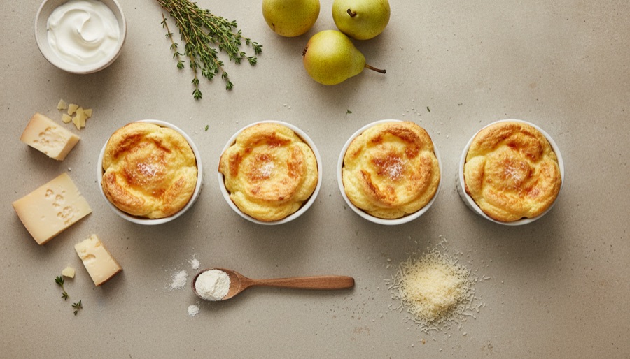 Three-Cheese Souffles
