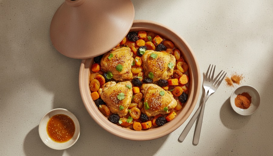 Tajine de Poulet aux Carottes et Patates Douces