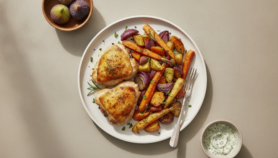 Sheet Pan Chicken Thighs with Roasted Root Vegetables