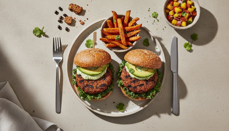 Tempeh and Black Bean Burgers