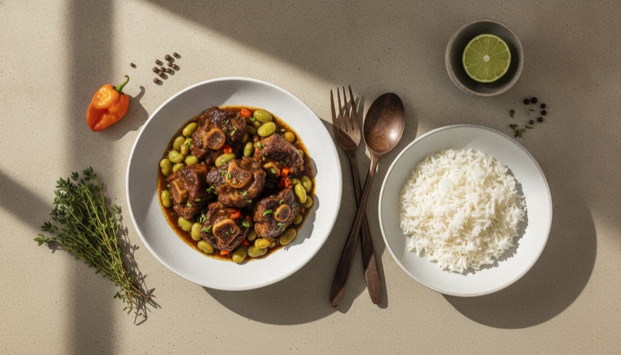 Jamaican Oxtail with Broad Beans