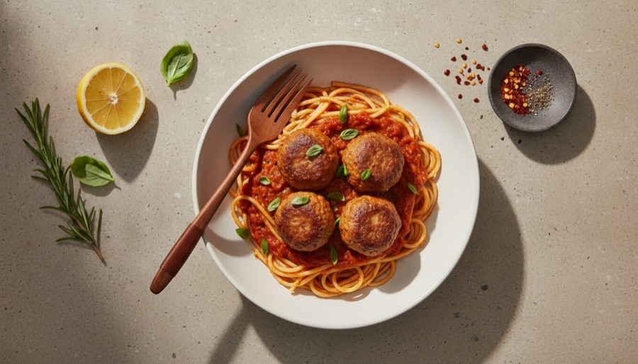 Turkey Meatballs and Spaghetti