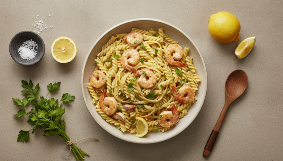One-Pot Lemon Garlic Shrimp Pasta