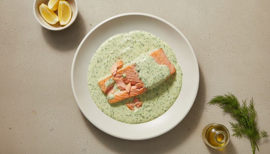Baked Salmon with Dill Sauce